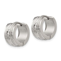 Stainless Steel Patterned Hinged Hoop Earrings ,
