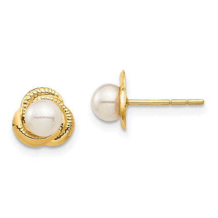 Madi K Kid's 14K 4-5mm White Button Freshwater Cultured Pearl Post Earrings ,
