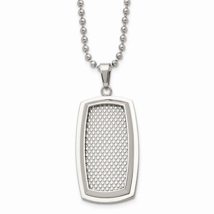 Stainless Steel Polished and Textured Necklace ,