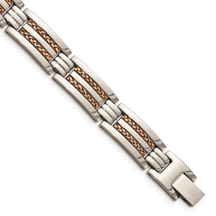 Stainless Steel Polished Rose IP-Plated Bracelet ,