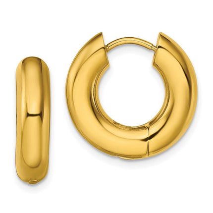 Stainless Steel Polished Yellow IP-plated 5mm Hinged Hoop Earrings ,