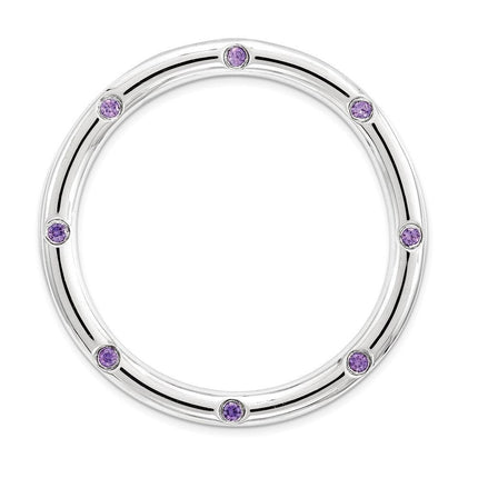 Sterling Silver Stackable Expressions Large Polished Amethyst Chain Slide ,