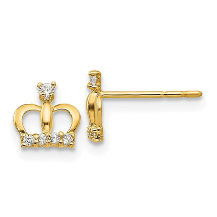 Madi K Kid's 14k CZ Crown Post Earrings ,