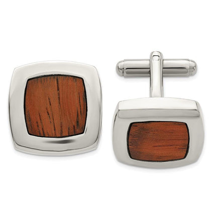 Stainless Steel Wood Inlay Cufflinks ,