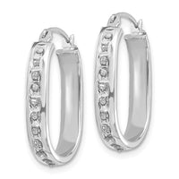 14k White Gold Diamond Fascination Squared Hinged Hoop Earrings ,