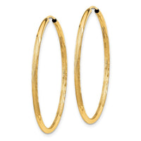 14k 1.5mm Satin Diamond-cut Endless Hoop Earrings ,