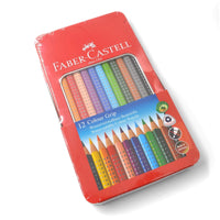 Faber-Castell Colour Pencil - Colour Grip Tin of 12 Triangular Wood Barrel | 112413 ,