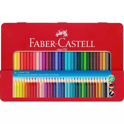 Faber-Castell Colour Pencil - Colour Grip Tin of 36 Triangular Wood Barrel | 112435 ,