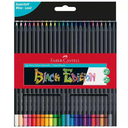 Faber-Castell Colour Pencils - Black Edition Triangular, Cardboard Box of 24 | 116424 ,