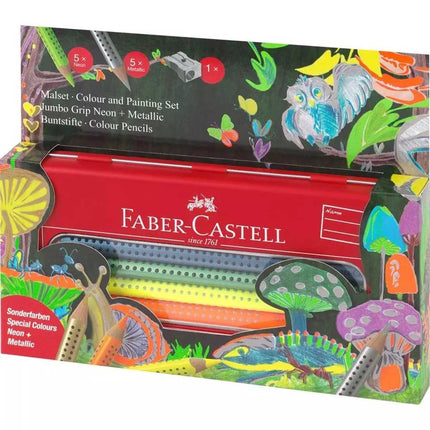 Faber-Castell Colouring Set - Jumbo Grip Bright Neon and Shiny Metallic | 110940 ,