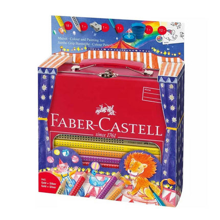 Faber-Castell Colouring Set - Jumbo Grip Circus In Metal Case, 33 Pieces | 201352 ,