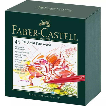 Faber Castell Pen Brush - Pitt Artist India Ink Modern, Studio Box of 48 | 167148 ,