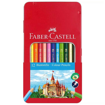 Faber-Castell Pencils - Classic Colour Wood Hexagonal Shape, Tin of 12 | 115801 ,