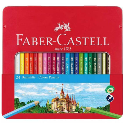 Faber-Castell Pencils - Classic Colour Wood Hexagonal Shape, Tin of 24 | 115824 ,