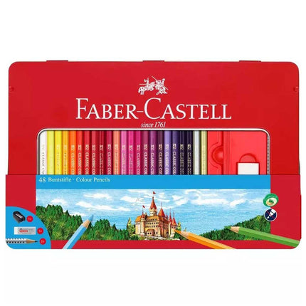 Faber-Castell Pencils  - Classic Colour Wood Hexagonal Shape, Tin of 48 | 115888 ,