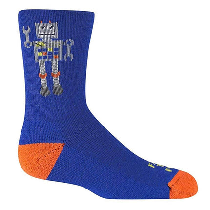 Farm to Feet Kids' Socks - Everyday Robot Crew, Blue | 9782-430-BLUE ,