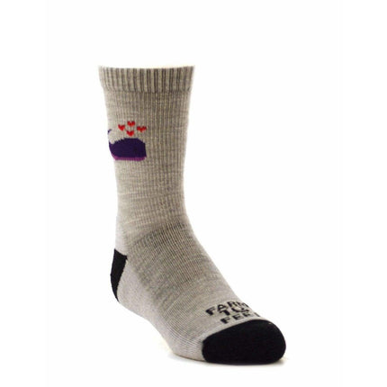 Farm to Feet Kids' Whale Lightweight Crew Socks, Silver, Medium ,