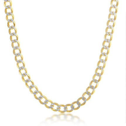 Sterling Silver 5mm Pave Cuban Chain - Gold Plated ,