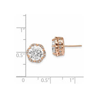 10K Tiara Collection Rose Gold Polished CZ Post Earrings ,
