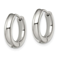Stainless Steel Polished 3.5mm Hinged Hoop Earrings ,
