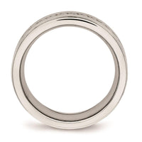 Stainless Steel Brushed and Polished Twisted 7.00mm Band ,