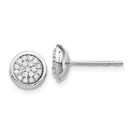 14k White Gold Diamond Cluster Post Earrings ,