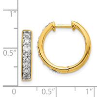 14k Yellow Gold Diamond Hoop Earrings ,