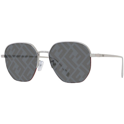 Fendi Unisex Sunglasses - Geometric Shaped Shiny Silver Metal Frame | FE40004U 16C ,