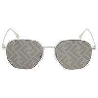 Fendi Unisex Sunglasses - Geometric Shaped Shiny Silver Metal Frame | FE40004U 16C ,