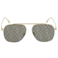 Fendi Unisex Sunglasses - Smoke Grey with Logo Lens Gold Metal Frame | FE40005U 32C ,