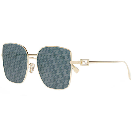 Fendi Women's Sunglasses - Blue Plastic Lens Gold Square Metal Frame | FE40013U 10X ,