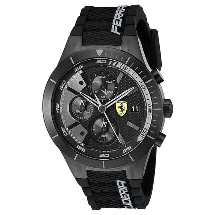 Ferrari Men's Chronograph Watch - Redrev Evo Black Dial Rubber Strap | 830262 ,