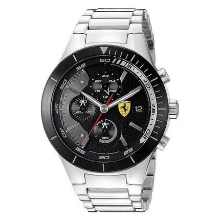 Ferrari Men's Chronograph Watch - Redrev Evo Black Dial Steel Bracelet | 830263 ,