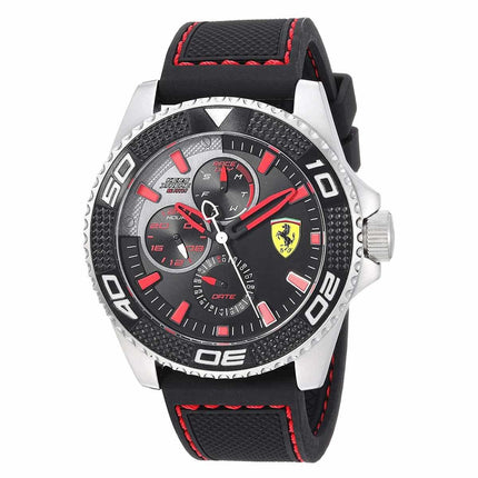 Ferrari Men's Strap Watch - Kers Xtreme Black & Silver Dial Black Rubber | 830467 ,