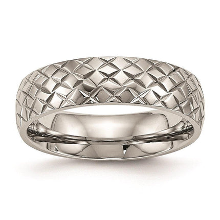 Stainless Steel Polished Textured Ring ,