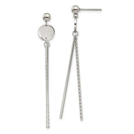 Stainless Steel Polished Bar Post Dangle Earrings ,