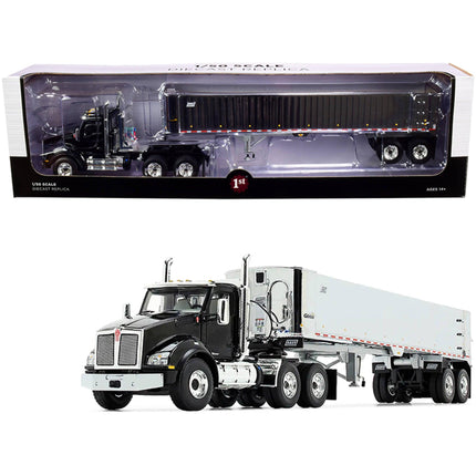 First Gear 1/50 Model Day Cab End Dump Trailer - Kenworth T880 Black and Chrome ,