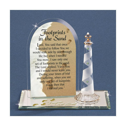 Footprints In The Sand Glass Figurine ,