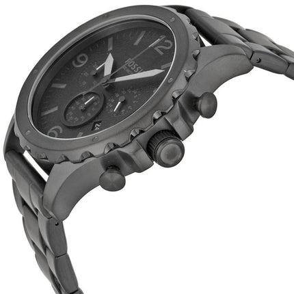 Fossil Men's Chronograph Watch - Nate Black Dial Stainless Steel Bracelet | JR1470 ,