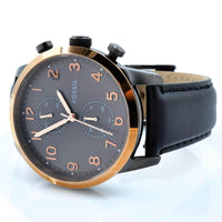 Fossil Men's Chronograph Watch - Townsman Black Dial Black Leather Strap | FS4935 ,