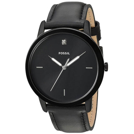 Fossil Men's Diamond Watch - The Minimalist Carbon Series Black Dial Strap | FS5408 ,