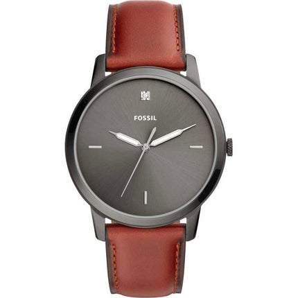 Fossil Men's Diamond Watch - The Minimalist Carbon Series Grey Dial Strap | FS5479 ,