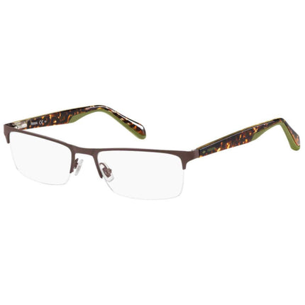 Fossil Men's Eyeglasses - Matt Brown Metal Rectangular Frame | FOSSIL FOS 7047 04IN ,