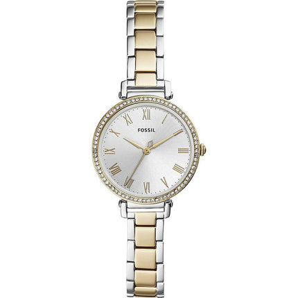 Fossil Women's Quartz Watch - Kinsey Silver Tone Dial Two Tone Bracelet | ES4449 ,