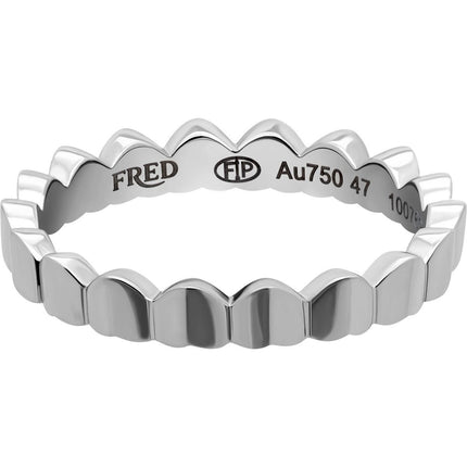 Fred of Paris Women's Ring - Une Ile D'or 18k White Gold Band, Size 4.5 | 4B0739-048 ,