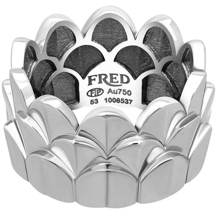 Fred of Paris Women's Ring - Une Ile D'or Triple Arc Motif WG, Size 4.75 | 4B0747-049 ,