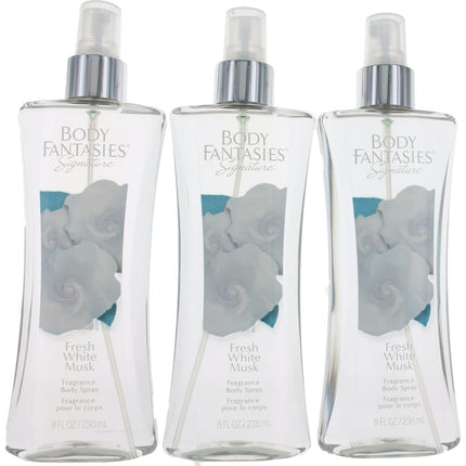 Fresh White Musk by Body Fantasies, 3 Pack 8 oz Fragrance Body Spray for Women ,