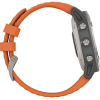 Garmin Unisex Smartwatch - Fenix 6 Black Dial Orange Rubber Strap | 010-02158-13 ,
