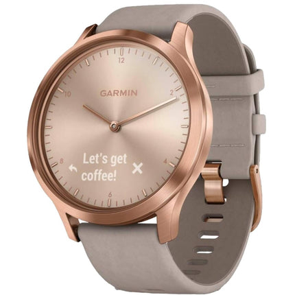 Garmin Unisex Smartwatch - Vivomove HR Rose Gold Dial Leather Strap | 010-01850-19 ,