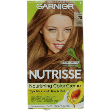 Garnier Women's Permanent Hair Color Kit - Nutrisse Coloring Creme, Almond Cream 70 ,
